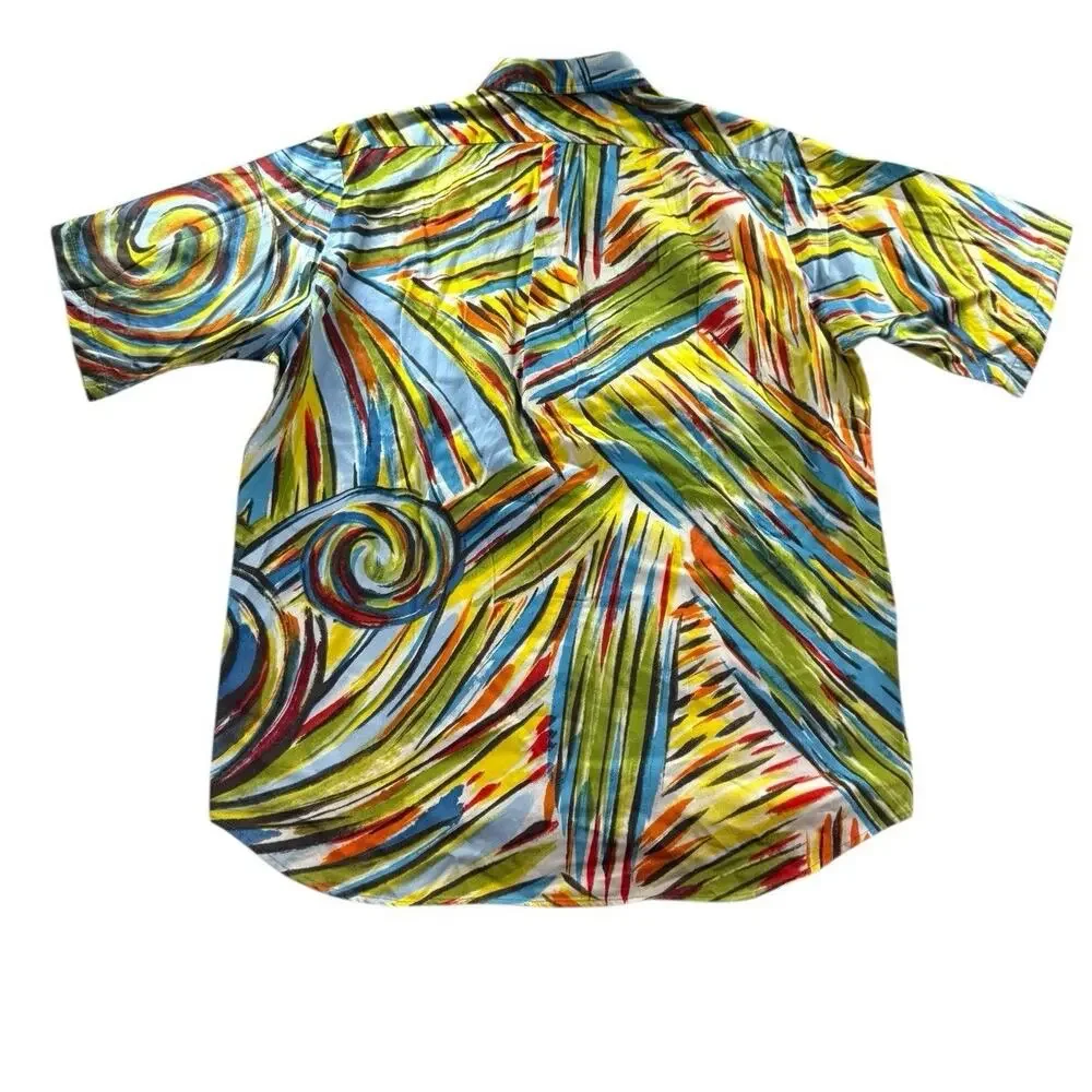 Jams World Shirt Mens M Whirly Pop Hawaiian Surf Aloha Button Up Psychedelic